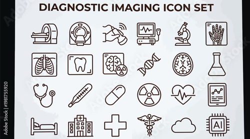 Fotografia Diagnostic imaging icon set medical illustrations for healthcare technology and