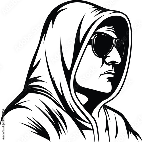 Artistic Black and White Animal Silhouette Vector Illustration for Stylized Graphic Design