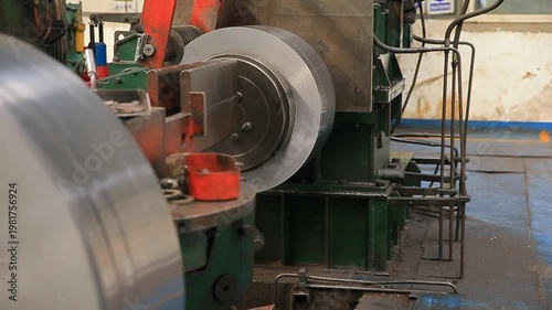 Mechanical equipment in operation inside the steel plant workshop