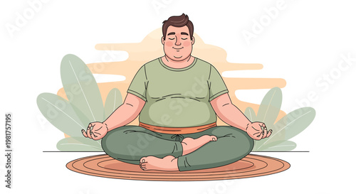 Man meditating in lotus position on a yoga mat.