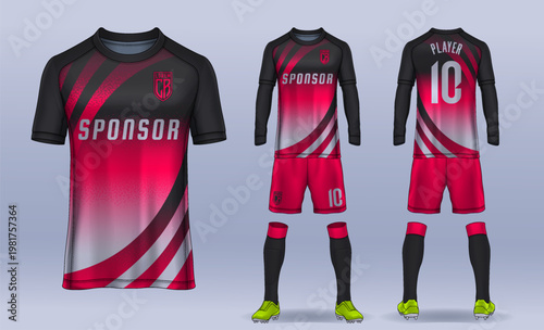 t-shirt sport design template, Soccer jersey mockup for football club. uniform front and back view.	