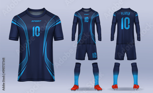 t-shirt sport design template, Soccer jersey mockup for football club. uniform front and back view.	