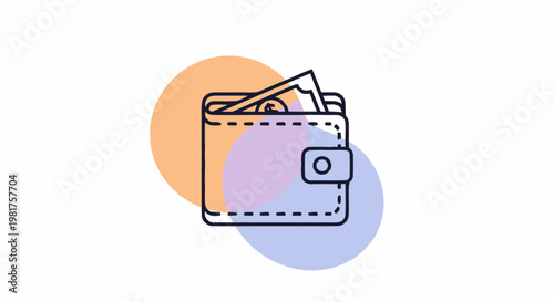 Modern Wallet Icon with Cash for Financial Transactions and Savings.