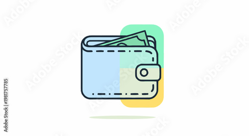 Modern wallet illustration with cash, perfect for financial concepts.