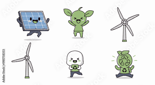 Set of Renewable Energy Eco Concept Icons.