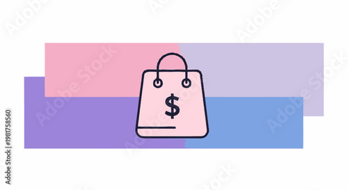 Shopping Bag Icon with Dollar Sign Represents Commerce and Retail.