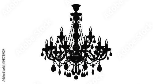 Chandelier silhouette depicted in high contrast black provides a classic lighting element that enhances the visual appeal of interior design mockups or event planning promotional materials.