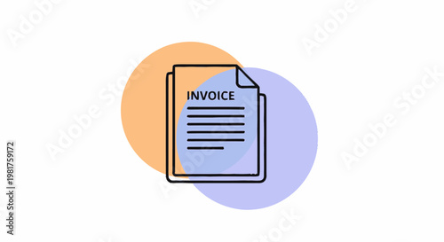 Simple Invoice Document Illustration with Colorful Background Elements.