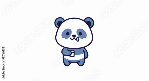 Adorable Cartoon Panda Holding a Drink, Smiling Happily, Isolated.