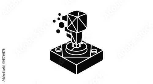 Joystick controller isolated as a technical graphic icon represents the intersection of gaming, digital interactivity, and advanced hardware design within a modern software development context.