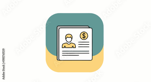 Financial Document Icon - Person and Dollar Sign Representation.