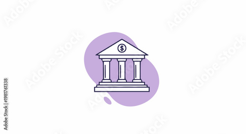 Minimal Bank Building Icon Featuring Dollar Symbol.
