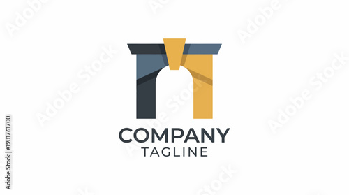 This distinctive logo captures architectural shapes in bold colors, representing construction and design with an innovative approach in a modern, abstract artistic style.