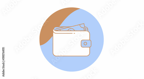 Minimalist Wallet Illustration - Modern Design with Cash and Cards.