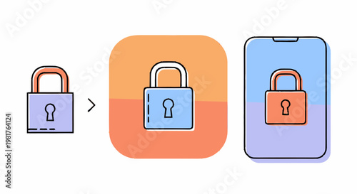 Digital Security - Illustrated Padlock Icon on Phone Screen.