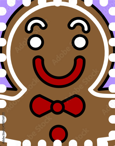 Gingerbread Man Postage Stamp Sticker for Christmas Journaling