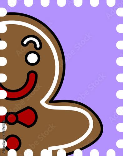 Sweet Gingerbread Man Postage Stamp Sticker for Christmas Journaling