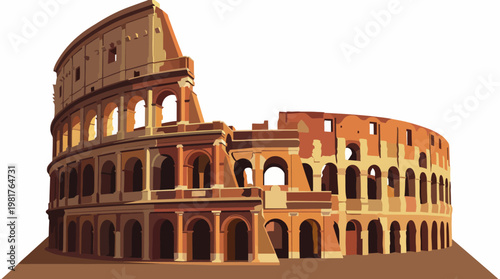 This stylized artwork captures the iconic Roman Colosseum, showcasing its architectural grandeur with a modern and artistic twist that celebrates historical heritage.