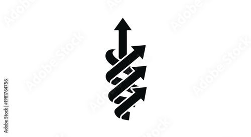 Arrows spiraling upward form a dynamic structure that represents growth, progress, and the interconnected nature of strategic development within a complex and ever changing business environment.