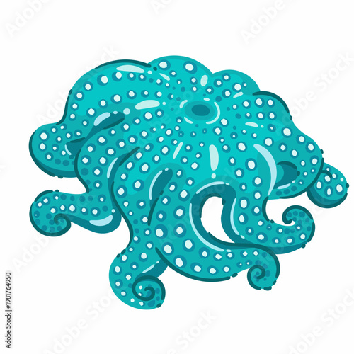 A stylized, vibrant blue octopus with intricate patterns showcases marine life beauty, appealing to ocean enthusiasts and art lovers or anyone fascinated by underwater wonders.