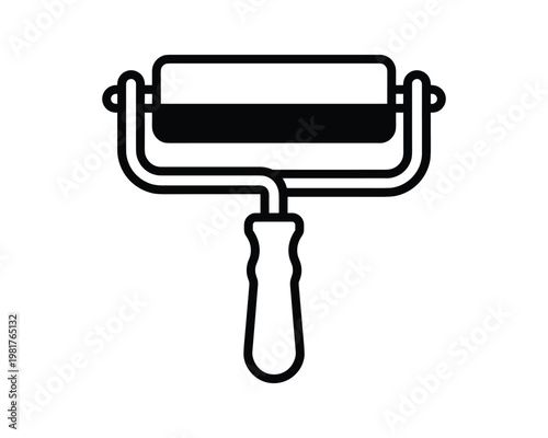 Black and white ink brayer roller tool for printmaking