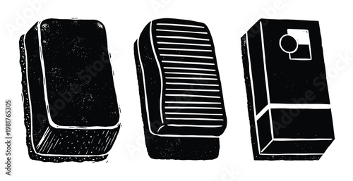 Black and white whiteboard eraser set, school supplies