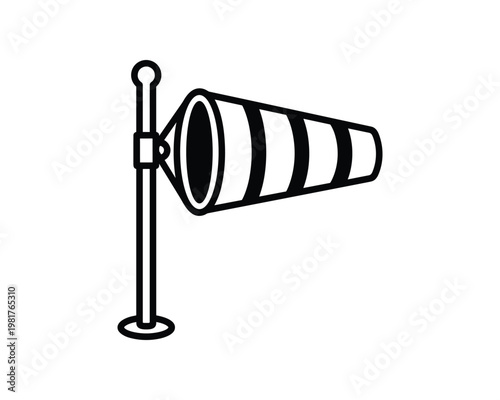 Black and white windsock icon vector graphic design
