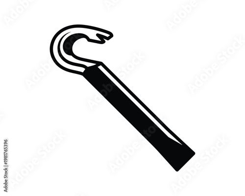 Black crowbar vector line art tool for prying and leverage work