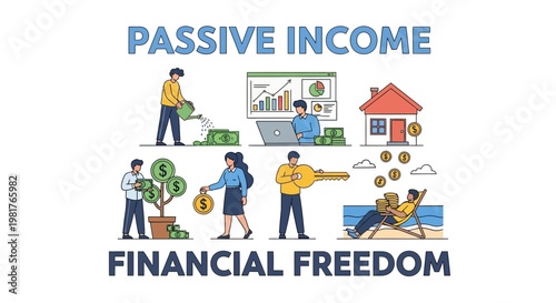 Passive Income Financial Freedom Concept Illustration