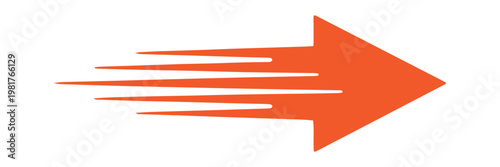 Fast motion arrow vector, speed direction symbol with trailing lines, dynamic forward movement icon, minimal black silhouette design for racing, navigation and progress concepts. Arrow moving dynamic.