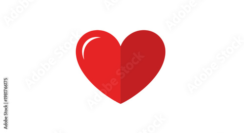 Red Heart Icon Isolated on White Background, Symbol of Love and Health