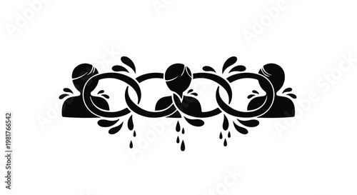 People linked together by heavy iron chains are depicted in a conceptual illustration that explores the emotional weight of societal bonds and the struggle for freedom from restrictive burdens.