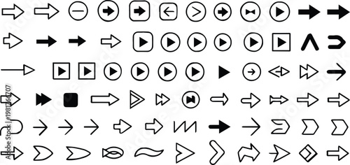arrow icon symbols minimal outline solid silhouette vector ui elements