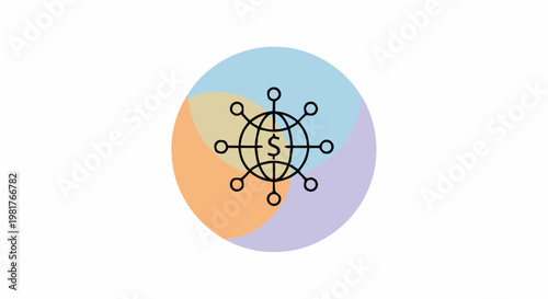 Global Network Icon Representing Worldwide Business and Financial Connectivity.