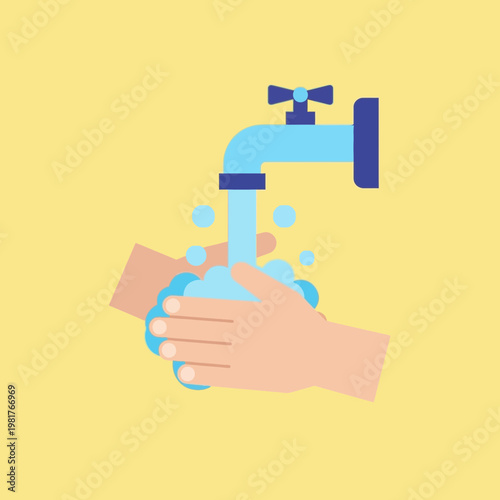 Hand under running water faucet.