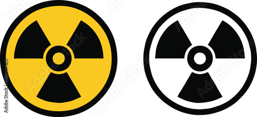 radiation trefoil emblem set black circle yellow and white