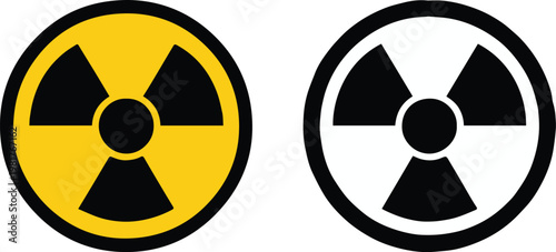 radiation warning sign trefoil icon black ring yellow background