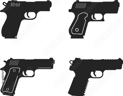 pistol design study distinct handgun silhouettes for comparison