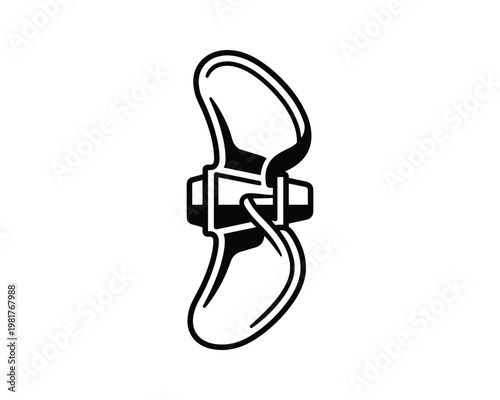 Boat propeller vector illustration, black and white design