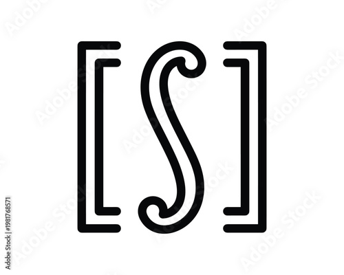 Calculus integral bracket symbol black outline