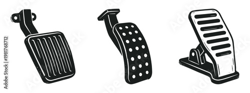 Car pedals set vector illustration, automobile part foot controls design