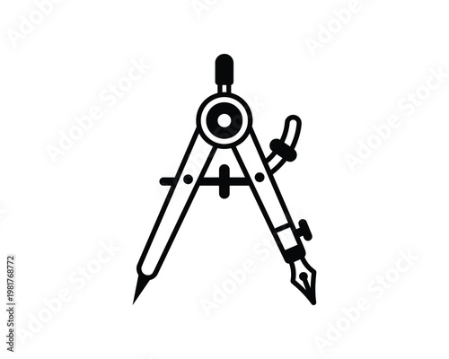 Cartographer drafting compass tool for geometry and technical drawing vector icon