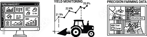 Beekeeping Equipment and Precision Farm Management Icon Set