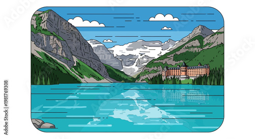 Serene Lake Louise with Fairmont Chateau, Rocky Mountains, Alberta, Canada