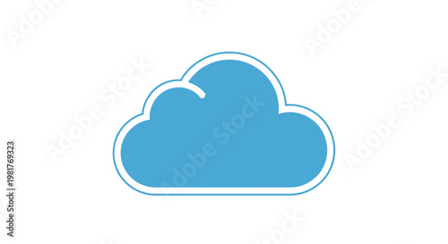 Simple Blue Cloud Icon with White Outline on White Background