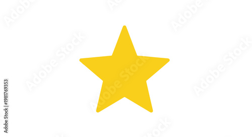 Simple Yellow Star Icon on White Background, Graphic Element, Award Symbol