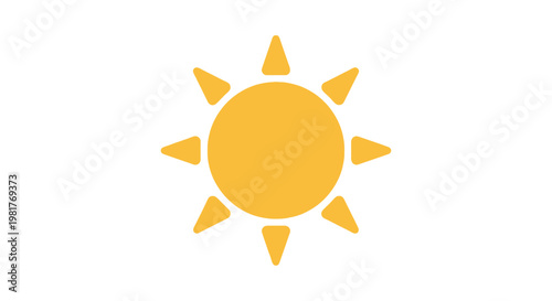 Simple Yellow Sun Icon on White Background - Bright Daylight Symbol