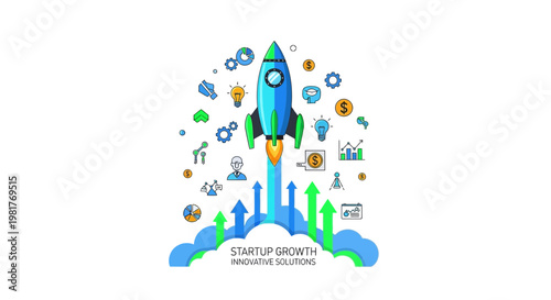 Startup Rocket Launch, Business Growth and Innovation