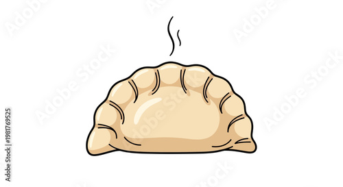 Steaming Dumpling Illustration - Delicious Asian Food Icon