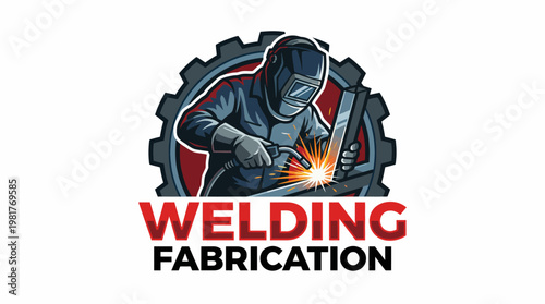This striking illustration portrays a welding worker actively fabricating metal, symbolizing craftsmanship, industry, and skilled labor in the metalworking sector.